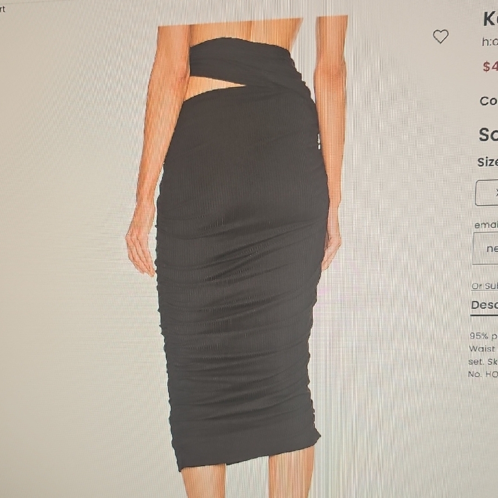Kayla Elegant Black Ruched Skirt  size small - Picture 3 of 4